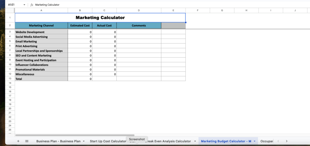 Ultimate B&B Starter Toolkit! - Marketing Calculater